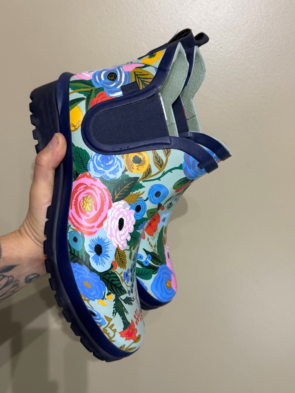 Keds X Rifle Paper Co. Collab Chelsea Rain Boot in Woodland Floral Print